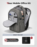MATEIN HER Computer Backpack for Women Men with Lunch Compartment, Water Resistant Work Laptop Backpack with Water Bottle Holder & RFID Pocket, Underseat Travel Bag Fits 17.3'' Notebook, Gray