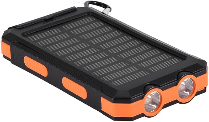 SUNGOOYUE 10000mAh Bank Kit, Portable Outdoor Fast Charger with Dual USB Ports, IP6, for Camping Travel Hiking (Black Orange)