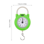 SHOWERORO Portable Travel Spring Luggage Scale with Hook, Manual Small Suitcase Weight Scale in Fluorescent Green for Accurate Travel and Shipping Weighing