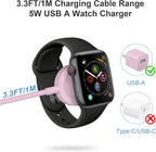 Fast Charger for Apple Watch Charger, Magnetic iWatch Charger to USB A Cable 3.3FT with USB A Wall Plug Adapter for Apple iWatch Series Ultra/10/9/8/7/6/SE/5/4/3/2 (Pink)