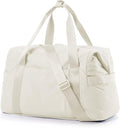 BAGSMART BAGSMART Gym Bag for Women, Carry on Weekender Overnight Bag, Travel Duffel Bags with Trolley Sleeve, Personal Item Travel Bag Tote Bag Workout Dance Bag(Light Beige-Large)
