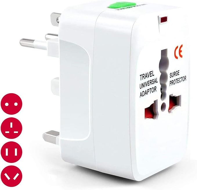 Portable Worldwide Universal Power Adapter Converter, All in One International Out of Country Travel Wall Charger Plug Compatible with USA, EU, UK, and AUS and More Outlets