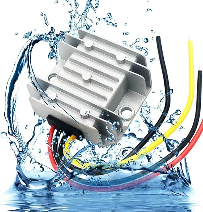 DC-DC (15V-32V) 120W 10A 24V to 12V Buck Converter, Power Transformer, Voltage Regulator IP68 Waterproof Module for Scooters, Cars, Trucks