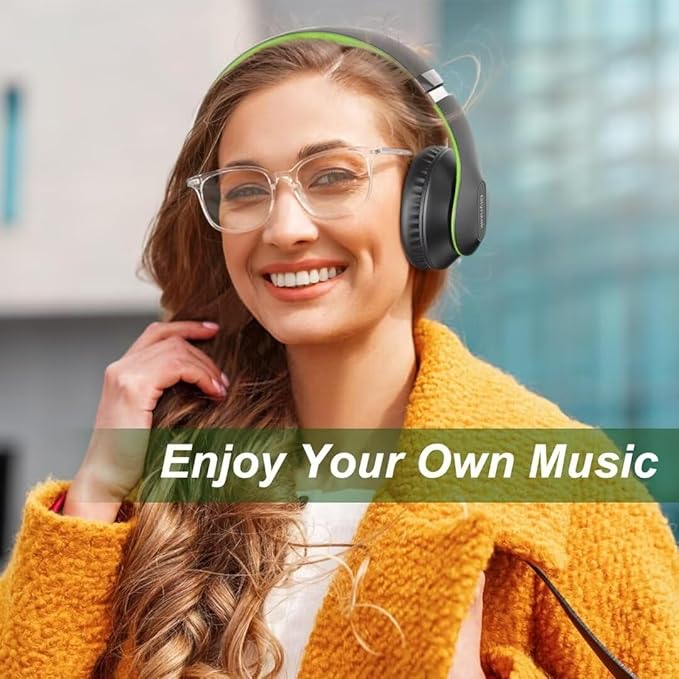 Wireless Bluetooth Headphones Over Ear 65H Playtime HiFi Stereo Headset with Microphone and 6EQ Modes Foldable Bluetooth V6.0 Headphones for Travel Smartphone Computer Laptop