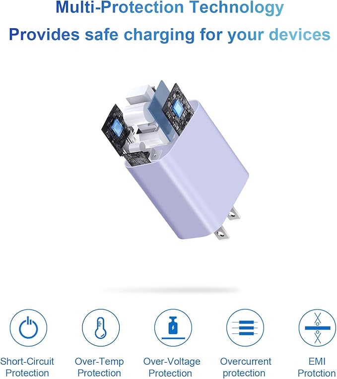 iPhone Charger Fast Charging USB C Charger Block Type C Charging iPad Chargers with 6FT C Chargers Cord Compatible with iPhone14/14 Pro Max/13/13Pro/12/12 Pro/11,iPad(Purple)