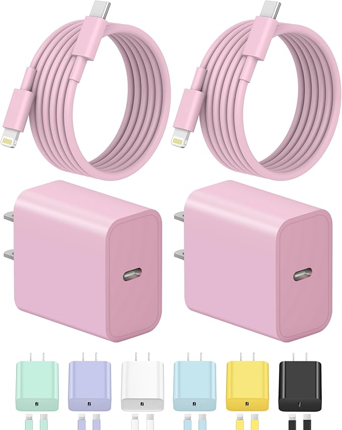 iPhone Charger Fast Charging USB C Charger Block Type C Charging iPad Chargers with 6FT C Chargers Cord Compatible with iPhone14/14 Pro Max/13/13Pro/12/12 Pro/11,iPad(Pink