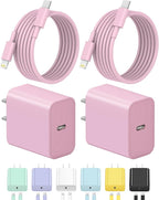 iPhone Charger Fast Charging USB C Charger Block Type C Charging iPad Chargers with 6FT C Chargers Cord Compatible with iPhone14/14 Pro Max/13/13Pro/12/12 Pro/11,iPad(Pink