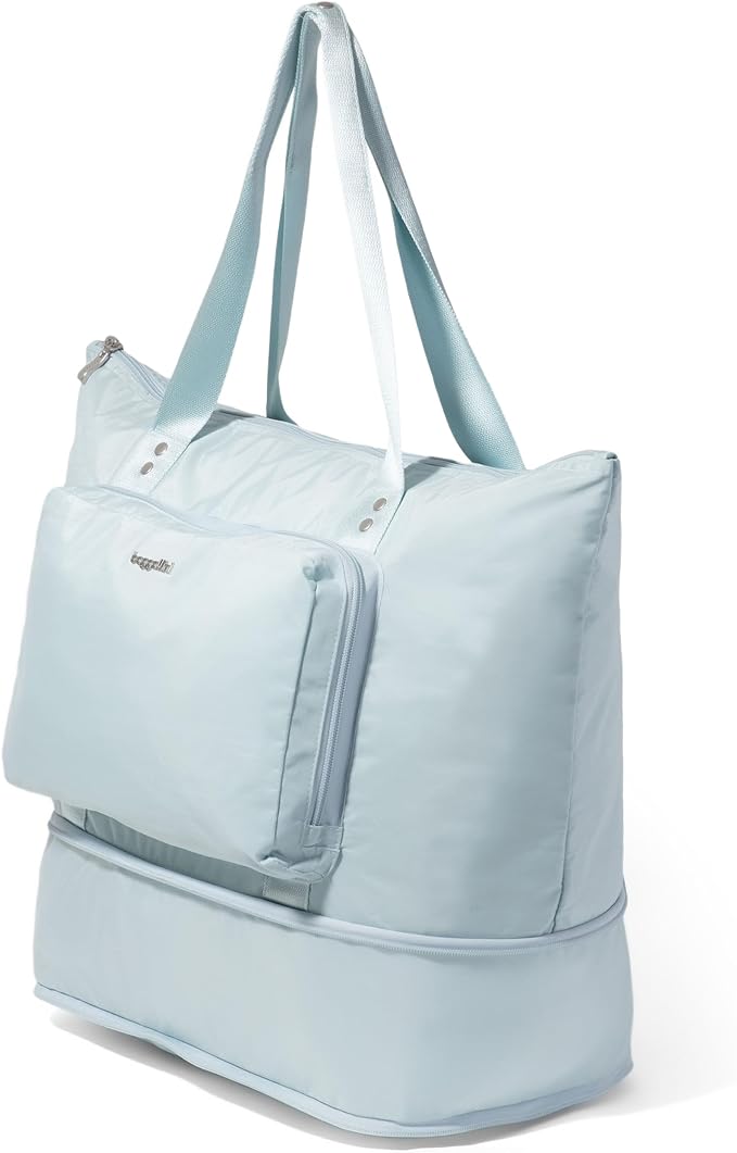 Baggallini Carryall Expandable Lightweight Travel Tote 22" Packable Folding Compact Nylon Washable Weekender w/Luggage Sleeve