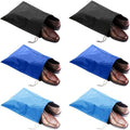 6 Pack Waterproof Nylon Shoe Bags Travel Bags for Men Women (Black+Blue+Sky Blue, 15.1"(L) x12.2"(W))
