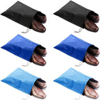 6 Pack Waterproof Nylon Shoe Bags Travel Bags for Men Women (Black+Blue+Sky Blue, 15.1"(L) x12.2"(W))