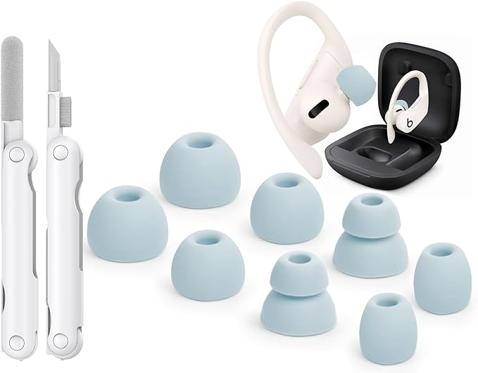 4 Pair Replacement Ear tip for Powerbeats Pro, Beats Earbuds Replacement Tips,Wireless Earphone Headphones, Silicone Earbuds Buds Set with Cleaning kit