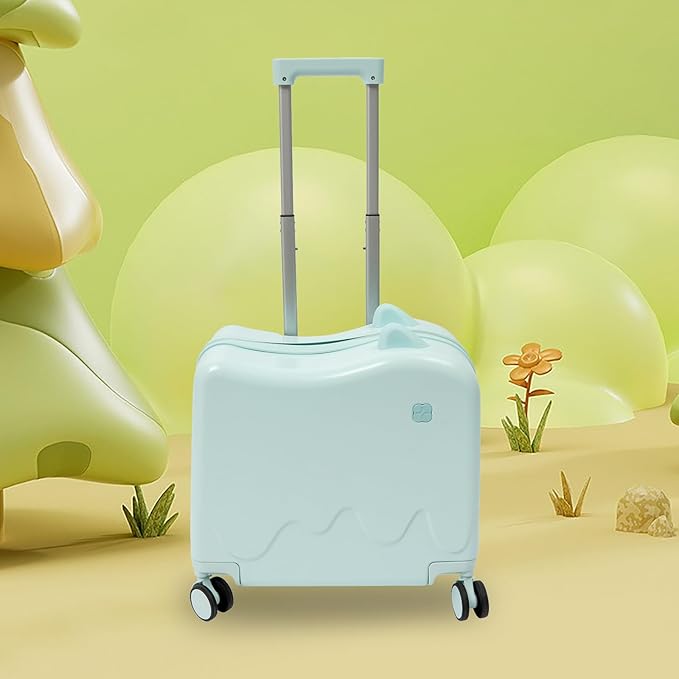 18" Kids Ride-On Suitcase,Children's Carry On Luggage Case,Rolling Luggage With Lock,Travel Trolley Case for Short Trips,School Trips,Outings (Mint Green)