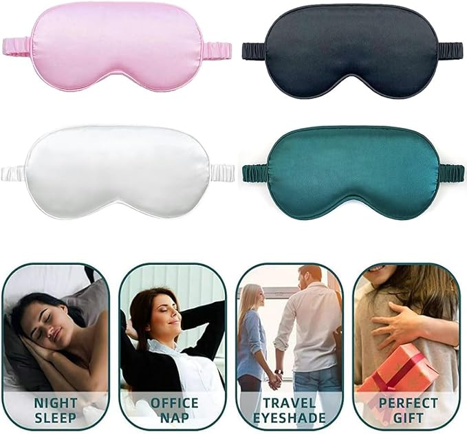 10 Pack Sleep Mask,Silk Eye Mask,for Night Sleeping,Office, Travel,Party Games,Suitablefor Men/Women (White)