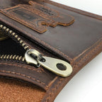 CONTACTS Full Grain Leather Passport Holder Compatible with Airtag RFID Blocking Passport Wallet for Men Travel Passport Cover with SIM Card Removal Tool (Bagde, Dark Brown)
