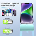 [2 Pack] Mini Portable Charger for iPhone 5200mAh, 20W PD Fast Charging Power Bank, LCD Display Battery Pack Portable Phone Charger for iPhone 14/14 Pro Max/13/12/11/XR/8/7/6 Mint Green+Lavender