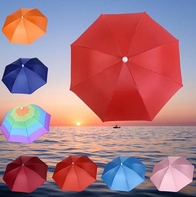 3 Pack Umbrella Hat, Sports Head Umbrella Hats for Adult Women, 26" Diameter Folding Waterproof Rainbow Fishing Headwear for Outdoor Party Beach Hiking
