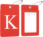 Gostwo 2 Pack Luggage Tags for Suitcases, 26 Initial Letter Travel Luggage Baggage Identification Labels ID Tag Fully Bendable Tags with Stainless Steel Loop (Red) (Letter K)
