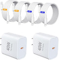 USB C Charger Block，2-Pack 40W Type C Chagrer Fast Charging with 4FT&6FT Fast Charging Cable Compatible with i Phone 17/17 Plus/17 Pro/17 Pro Max/16/16 Plus/16 Pro/16 Pro Max/15/15 Pro Max