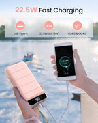 Power Bank Fast Charging 50000mAh - 22.5W Portable Charger USB C Quick Charge with 4 Outputs & 3 Inputs LED Display Huge Capacity External Battery Pack for iPhone, Samsung, iPad etc Pink