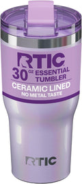 RTIC 30oz Essential Tumbler with Lid, Ceramic Lined, Insulated, Stainless Steel, Metal, Double Wall Vacuum-Insulation, Travel Cup for Iced Coffee, Tea, Hot and Cold Drink, Lavender Glitter