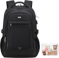 DUSLANG 17 Inch Laptop Backpack for Travel Water Resistant College Backpack for Men Women Laptop Bag with USB Charging Port Clear Cosmetic Bag,Black