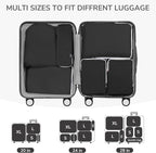 CherryNow Compression Packing Cubes, 7 Set Packing Cubes for Travel, Suitcase Organizers, Luggage Essentials, Travel Bags for Shoes, Clothing, Black
