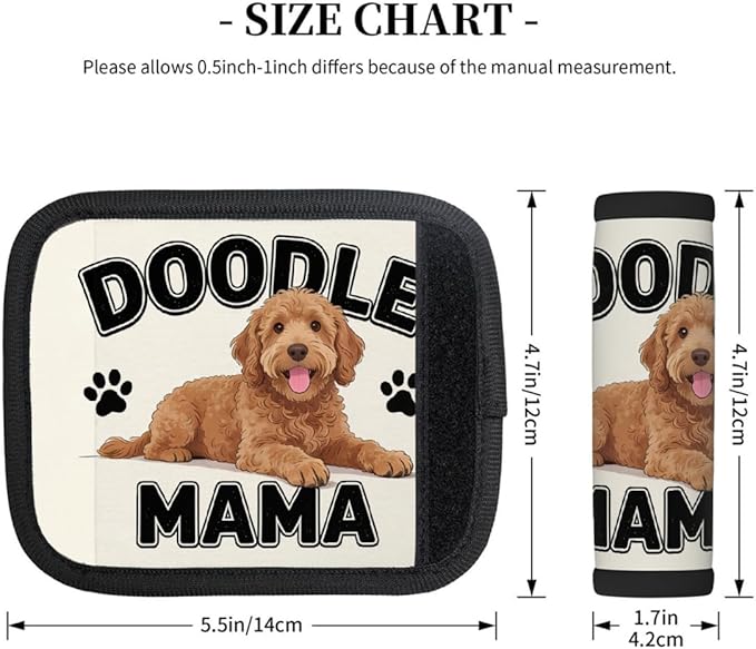 2 Pack Luggage Handle Wrap with Travel Tags - Non-Slip Protective Cover Soft Handle Grips Covers for Suitcase(Doodle Dogs)