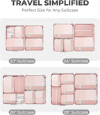 Percover Compression Packing Cubes 4-Piece Set, Packing Cubes Compression for Travel with Label Pockets, Travel Organizer for Carry On & Checked Luggage, Pink