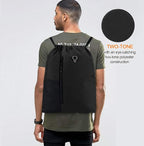 BeeGreen Black Drawstring Backpack Gym Bag For Men Women String Sports Backpack With Water Bottle Mesh Pockets And 2 Zippered Pocket Large Cinch Sackpack Workout Bag 16" x 20"