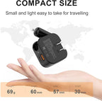 TRON Wall & Car Charger Travel Charging Station, 36W Dual USB-C & USB-A Fast Charger, Foldable for iPhone, iPad, Android, Earbuds – TR17