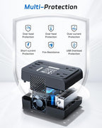 DOACE 220V to 110V Converter 350W Voltage Converter US to Europe for Hair Straightener/Curling Iron Converter for European Travel with 4-Port USB Charging and UK/AU/US/EU Worldwide Plug Adapter