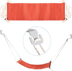 PATIKIL Foot Hammock Under Desk, Adjustable Foot Rest Sling with Hooks Portable Desk Footrest for Airplane Travel Home Office, Orange Style 1