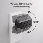 [ETL Listed] Cable Matters 2-Pack 3-Outlet Grounded 180 Degree Swivel Wall Tap, 3 Plug Wall Adapter, Multi-Plug Outlets, Black