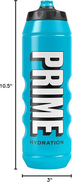 PRIME 32 oz Blue Squeeze Sports Water Bottle, BPA Free, Dishwasher Safe, Easy-Grip Ergonomic Leakproof Design, Fast Hydration for Gym, Cycling, Running