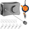 Retractable Clothesline Indoor Outdoor Clothes Line Kit, Heavy Duty Clothes Drying Laundry Line 16.7ft Wall Mounted Drying Rack Non-Sagging Air Dry Clothing Travel Clotheslines (Metal Grey)