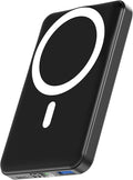 podoru for Magsafe Power Bank, 10000mAh Magnetic Portable Charger with 22.5W PD Fast Charging USB-C Cable LED Display Wireless Battery Pack for iPhone 17/16/15/14/13/12 Series-Black