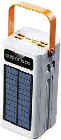 Solar Battery Mobile Bank - 120W External Power Bank, 50000mAh 4 Outputs & 3 Inputs | Portable Survival Gear with Light, Built-in Cables for Devices, Road Trip, Hiking, Backpacking, Camping, Fishing