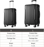 2 Piece Luggage Set, Hardside Suitcase with Spinner Wheels, TSA Lock & Expandable Hard Shell, Carry on and Checked Luggage for Travel, Maletas de Viaje for Men & Women (Black, 20+28Inch)