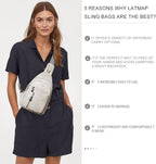 LATMAP 7L Sling Bag For Women Men Backpack Fanny Pack Crossbody Chest Travel Shoulder Belt Bags Purse Handbag PU Leather