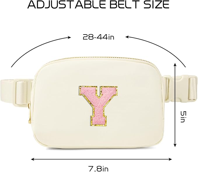 Gitus Personalized Gifts Birthday Gifts for Girls Fanny Pack Cross Body Bags with Initial Letter Preppy Stuff Gifts for Her Girlfriend Wife Sister Friends Mom (Ivory-Y)