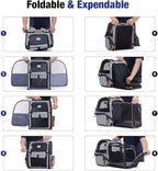 Extra Large Cat Backpack Carrier Expandable Pet Carrier Backpack for Small Dogs Medium Cats Fit Up to 18 Lbs, Dog Backpack Carrier, Foldable Puppy Backpack Carrier for Travel, Hiking,Striped