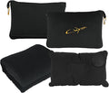Airplane Travel Blanket with Pillow,300 GSM Soft Fleece Compact Blanket with Carry Bag,Lightweight Travel Blanket for Flights,Black