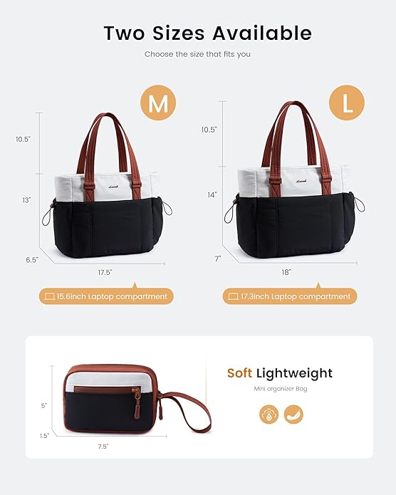 LOVEVOOK Tote Bag for Women, Puffy Work Tote with Large Cup Holder, Quilted Laptop Bag Travel Tote Shoulder Bag Handbag