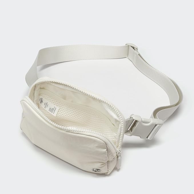 Pander Two Way Zipper Fanny Pack Nylon Everywhere Belt Bag for Women, Water Repellent Waist Packs, Crossbody Bags with Adjustable Strap (White Opal).