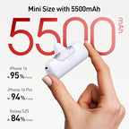iWALK Portable Charger 5500mAh Next-Gen Small Power Bank 22.5W Fast Charging Battery USB-C Portable Phone Charger for iPhone 17/16/15 17 Plus 17 Pro Max iPad, Samsung Galaxy S25 S24 S23 Android, White