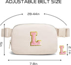 Gitus Belt Bag Fanny Pack Crossbody Bags with Initial Letter Patch Cute Stuff Birthday Gifts for Teenager Girls Trendy Preppy Stuff for Teen Girls(Beige-L)