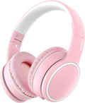B10 Wireless Over-Ear Headphones, Lightweight Folding Stereo Bass Bluetooth Headset with Mic, 50H Playtime, Volume Control, Bluetooth 5.3 Headphones for iPad/Travel/Tablet/PC (Pink)
