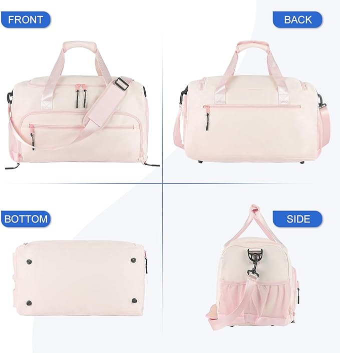 Gym Bag for Men Women, Sport Duffle Bag with Wet Pocket & Shoes Compartment, Water Resistant Overnight Weekender Bag Duffel Bag