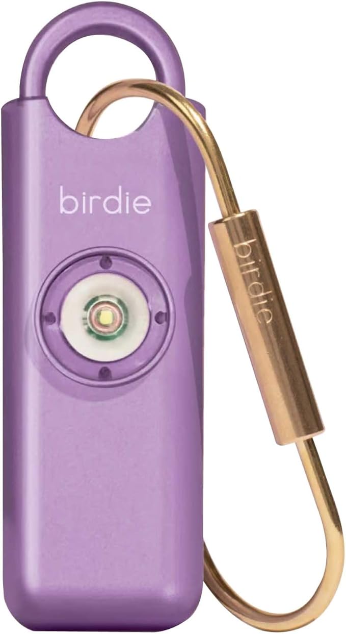 She’s Birdie–The Original Personal Safety Alarm for Women by Women–Loud Siren, Strobe Light and Key Chain in a Variety of Colors (Metallic Lavender)