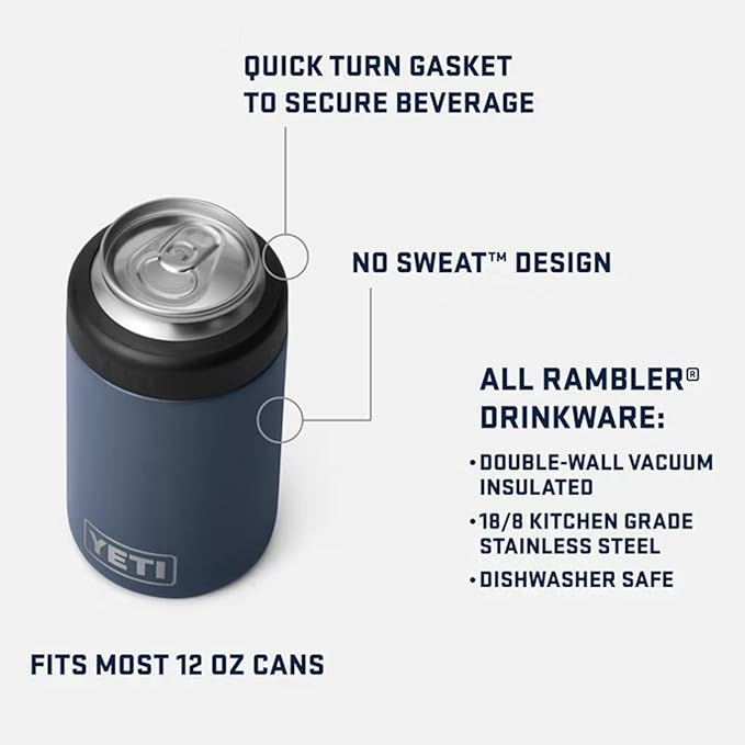 YETI Rambler 12 oz. Colster Can Insulator for Standard Size Cans, Red/Navy/Badge